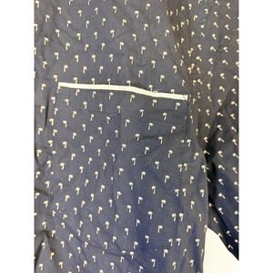 Men's Denim and Flower Button Down Shirt With Palm Trees Size Large